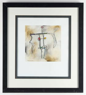 Group of 2 Eric Waugh Paintings on Paper: Group includes "Monico B No. 3" and "Meda W No. 3." Each painting depicts a multicolored, abstract figure. Each titled along the lower left and initialed along the lower right.EACH: 30"H x 26 3/4"W.