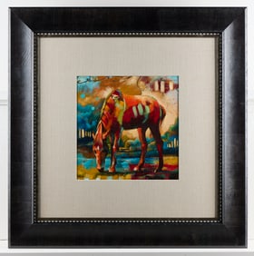 John and Elli Milan Brown Horse Mixed Media