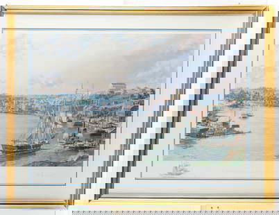 John Stobart "Richmond from James River" Print S/N: John Stobart (British, 1929-2023). Lithograph on paper titled "Richmond: A View of the City from the Banks of the James River in 1858," 1996. Pencil signed and editioned 70/550 along the lower right.3