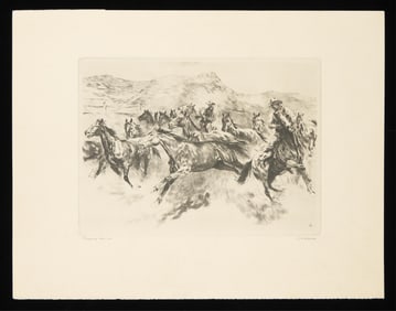 R. H. Palanske "Bringing 'Em In" Etching Print