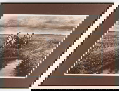 Edward Curtis Three Chiefs Print 1978: Edward Curtis print titled "The Three Chiefs: Piegan," 1978. Original photo taken 1900, printed by Jean Antony du Lac 1978Sight; height: 13 1/2 in x width: 18 in. Framed; height: 19 in x width: 24 1/2