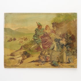 Signed Veneziani Genre O/B Painting