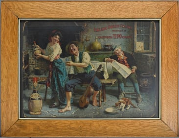 Vintage Eugenio Zampighi Advertising Lithograph, Italian Swiss Colony Wine