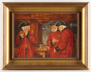 19th c. J. Marshall Oil on Canvas Pub Painting