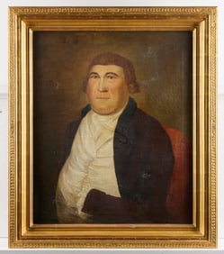 Folk Art American School Portrait Painting
