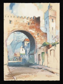 Al Mettel "Bab El Khadra, Tunis" Watercolor