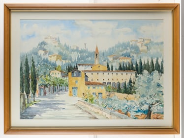 Watercolor of European Village