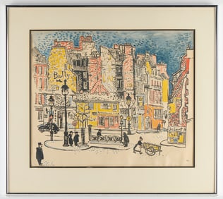 Alfred Bendiner Watercolor Paris Painting 1957