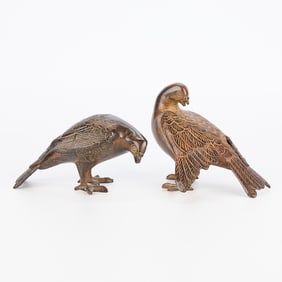 Pair of Metal Dove or Pigeon Figures