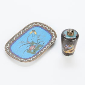2 Pcs Chinese & Japanese Cloisonne