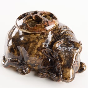 Japanese Stoneware Ox Incense Burner