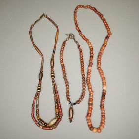 Grp 3 Antique Tibetan Dzi Bead Agate Necklaces