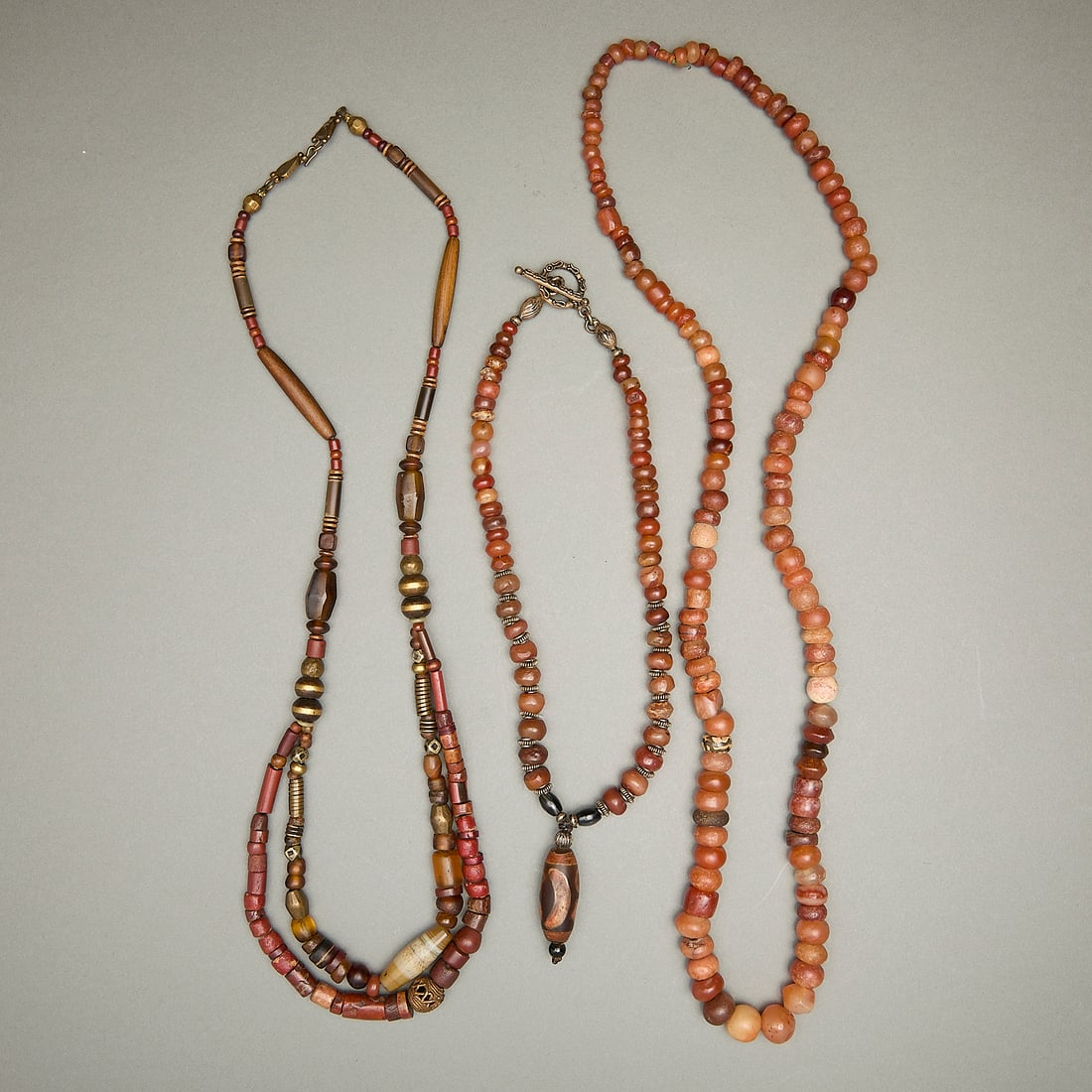 Grp 3 Antique Tibetan Dzi Bead Agate Necklaces (1 of 5)