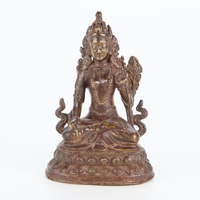 Antique Sino-Tibetan Bronze Seated Buddha Figurine