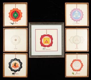 Group of 7 South Asian Chakra Prints