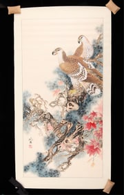 Chinese Scroll Painting of Hawks