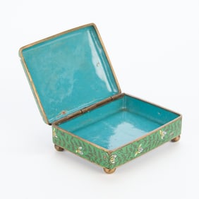 Antique Chinese Enamel Cloisonne Jewelry Box