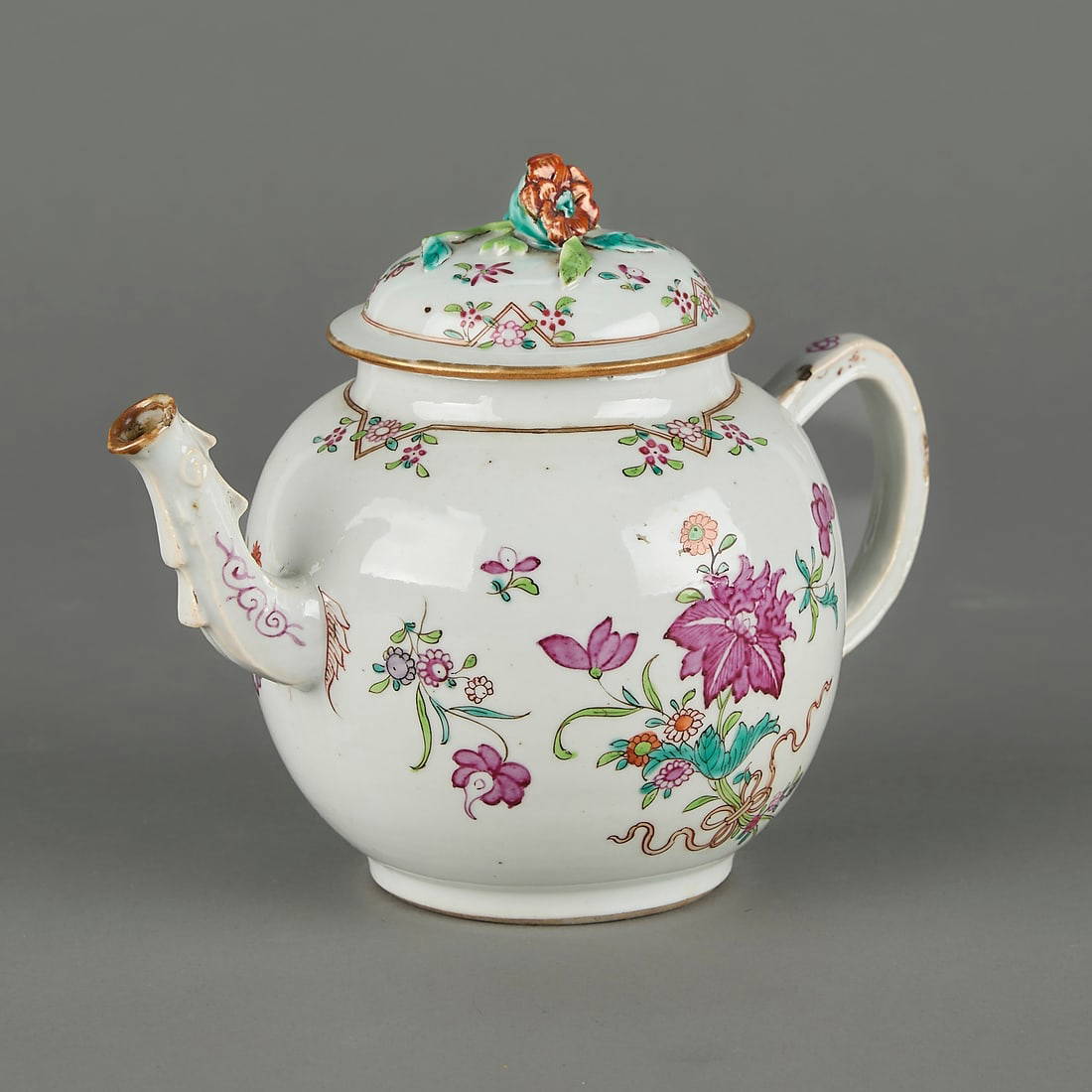 18th c. Chinese Export Famille Rose Porcelain Teapot