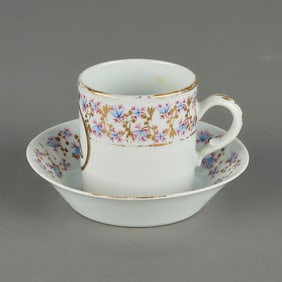 Antique Chinese Export Porcelain Teacup w/ Saucer