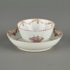 Antique Chinese Export Porcelain Bowl w/ Saucer