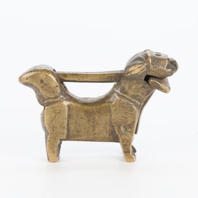 Antique Chinese Brass Foo Dog Lock