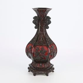 Chinese PRC Cinnabar Lacquered Vase