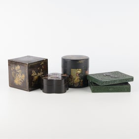 4 Asian Lacquer and Wood Boxes