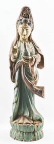 Large Chinese Guanyin Wooden Buddhist Statue