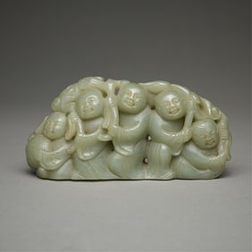 Chinese Carved Jade/Hardstone Monk Figural Group
