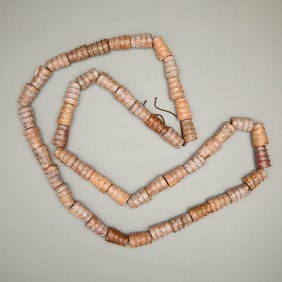 Chinese Carved Brown Hetian Jade Necklace