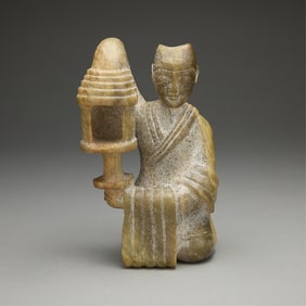 Old Chinese Carved Hetian Jade/Hardstone Figure & Lantern