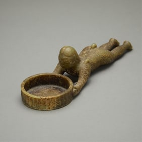 Old Chinese Carved Jade/Hardstone Figure Incense Burner
