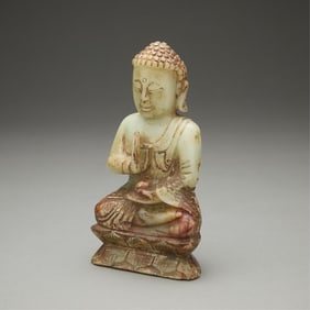 Chinese Carved Hardstone/Serpentine Jade Buddha