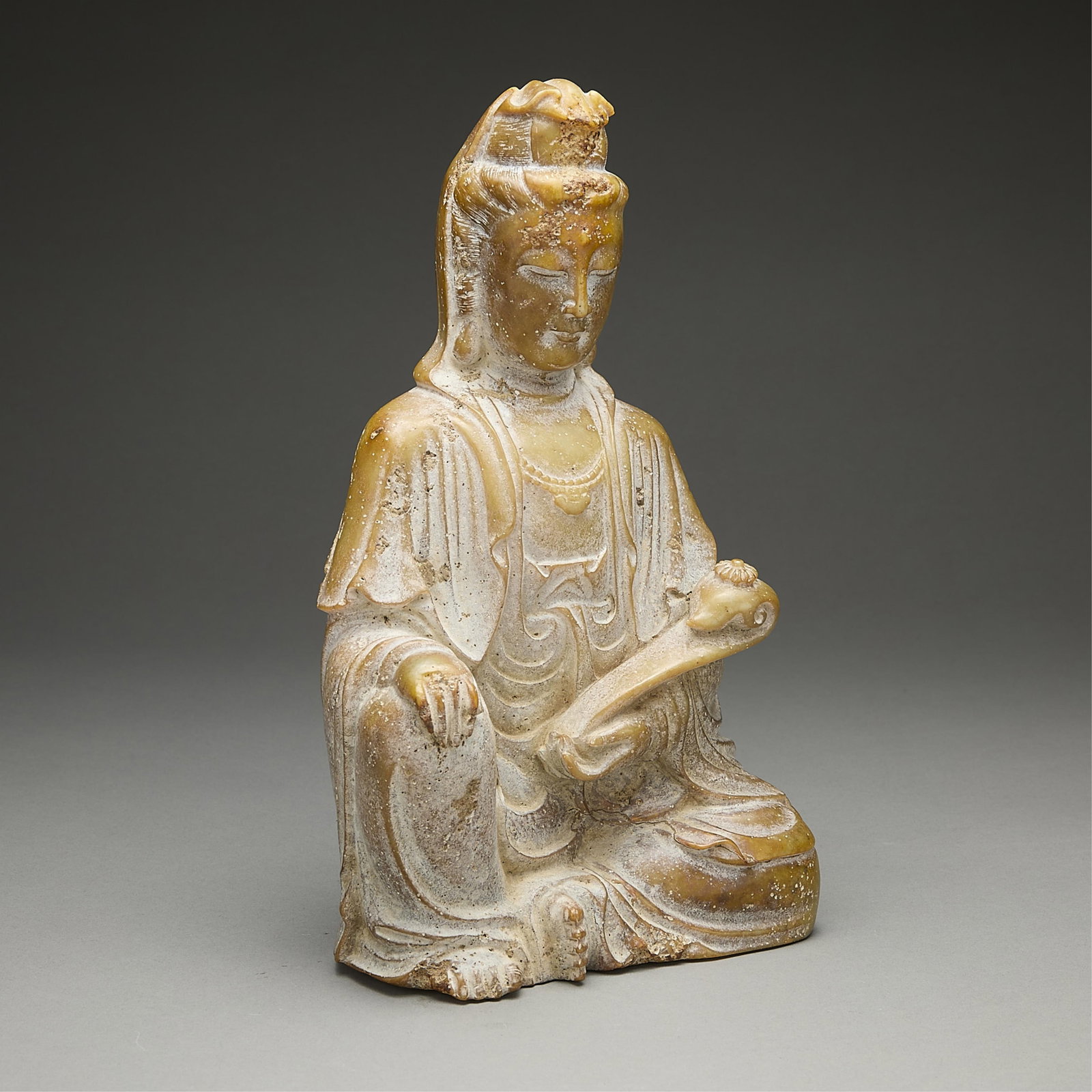 Lrg Old Chinese Jade/Hardstone Guanyin Carving (1 of 5)
