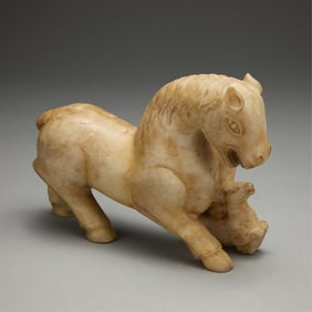 Old Chinese Carved Hardstone Horse & Foal