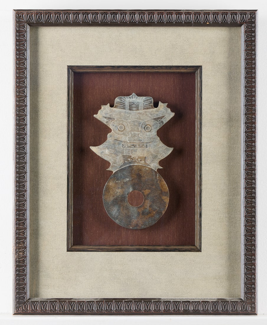 Chinese Hardstone Carving Figure and Bi (1 of 3)