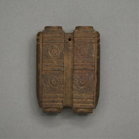 Old Chinese Carved Jade/Hardstone Double Barrel Pendant