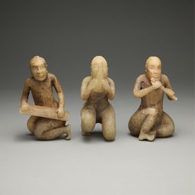 3 Old Chinese Carved Jade/Hardstone Musicians