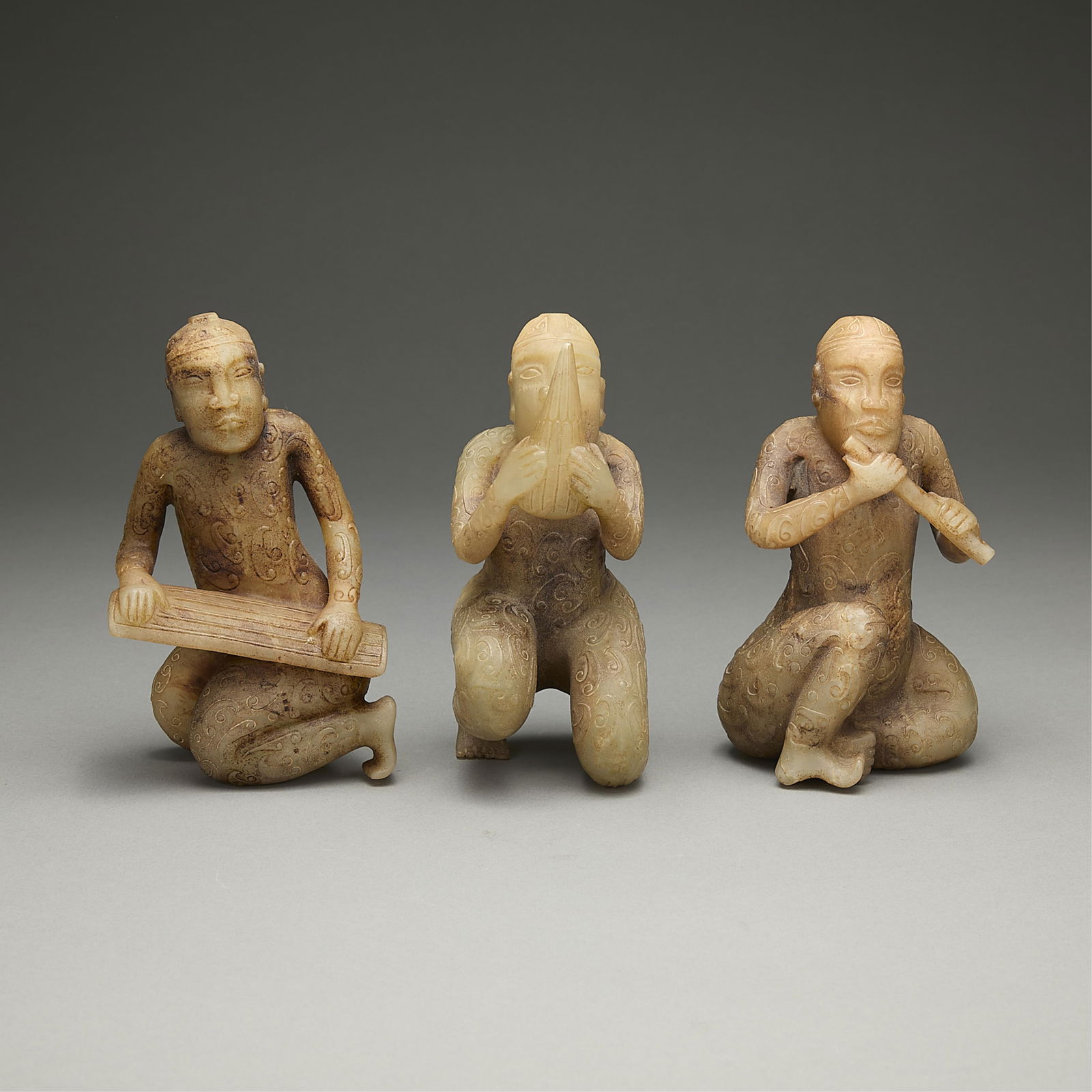 3 Old Chinese Carved Jade/Hardstone Musicians (1 of 9)