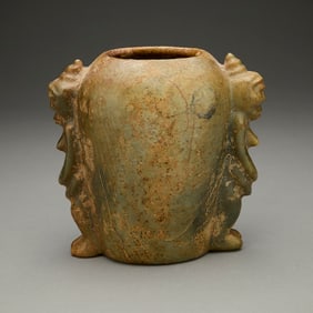 Chinese Carved Jade/Hardstone Vase w/ Figures