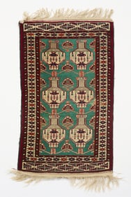 Turkish Jar Motif Woven Wool Rug 4'x2'4"
