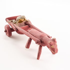 Homer Green Folk Frog Cart Sculpture