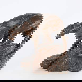 Bronze Sculpture of Cougar, Signed: Signed and dated bronze sculpture of cougar or other big cat. Signature appears to read "Nicholas Nilson" or similar. Numbered 1/35.9"H x 9"L x 5"W.