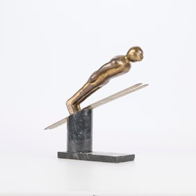 Bronze Ski Jumper Sculpture