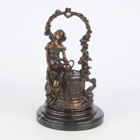 G. Mancini Bronze of Lady at Well