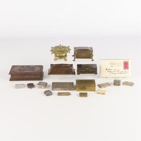 Group Vintage & Antique Stamp Boxes