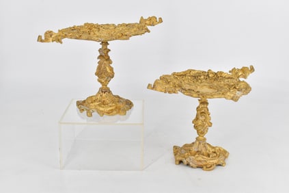 Pair of Gilt Bronze Tazza Candy Dishes