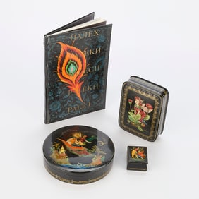 Group of Hand-Painted Russian Lacquerware