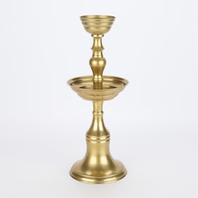 Tall Tiered Mid-Century Brass Candle Holder
