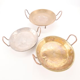 3 Brass Baking Pans with Feet